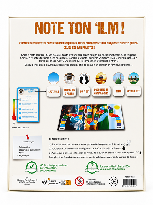 Jeu éducatif islamique Note Ton ‘Ilm – Plus de 1500 questions