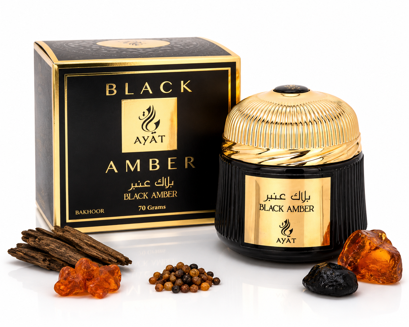 Encens Bakhoor Black Amber Ayat – Parfum d'intérieur premium – 80 g