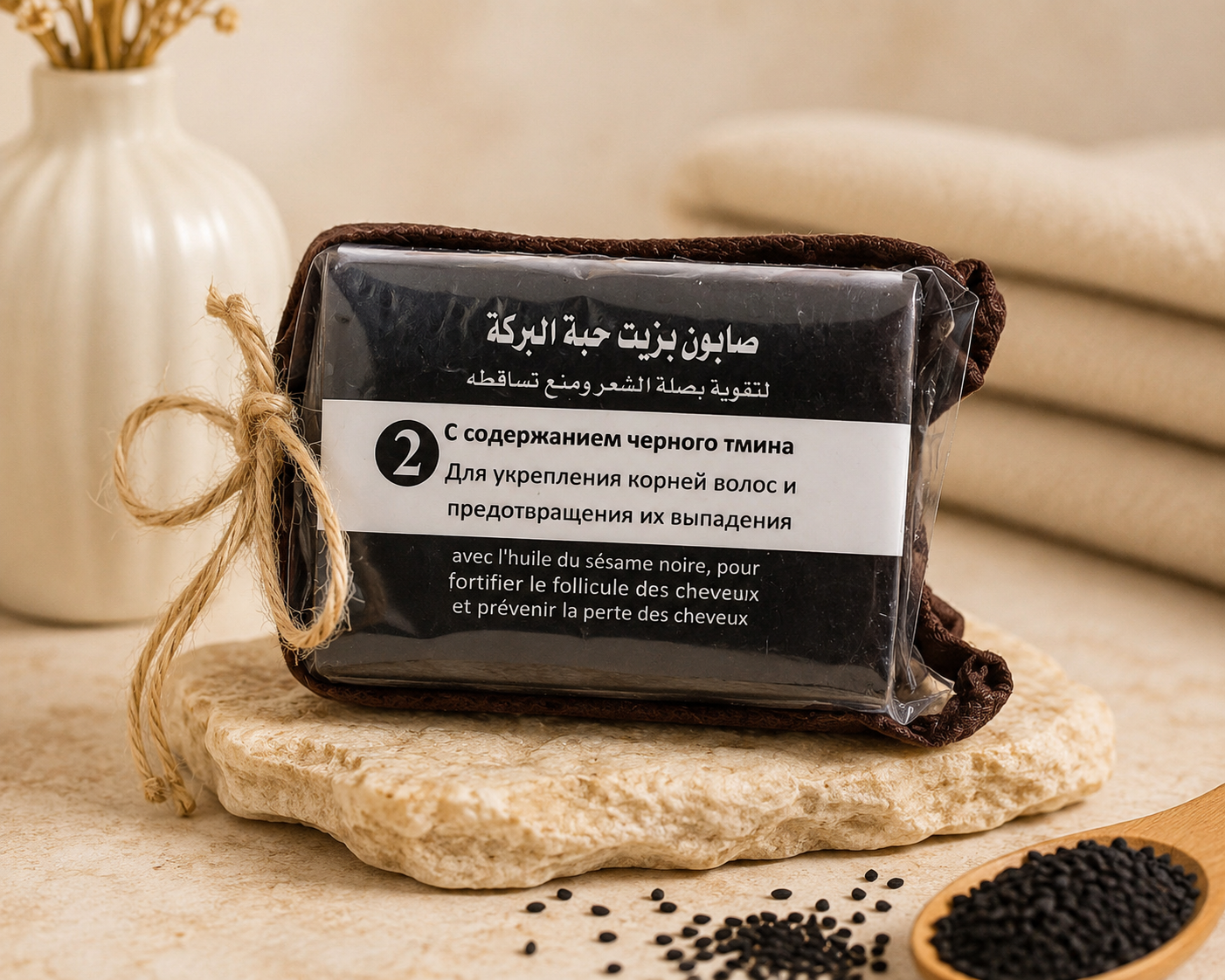 Savon capillaire à l’huile de sésame noir (nigelle) – Soin fortifiant