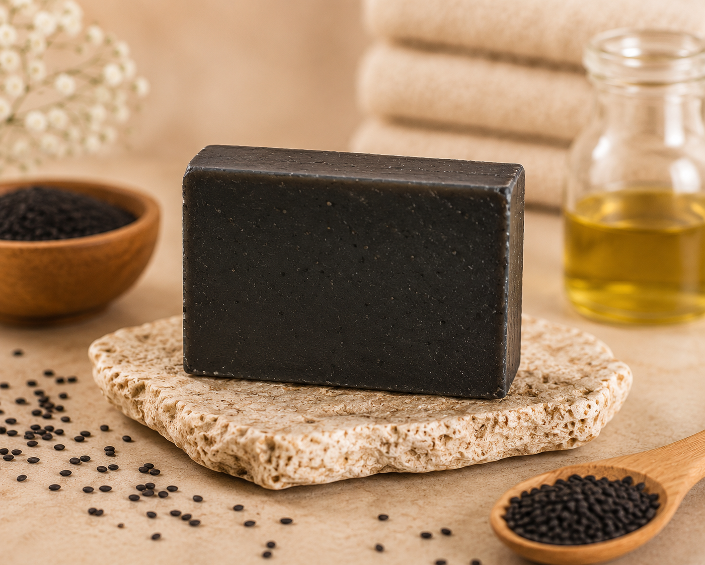 Savon capillaire à l’huile de sésame noir (nigelle) – Soin fortifiant